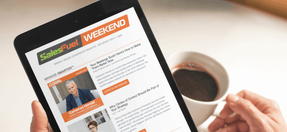 SalesFuel Weekend newsletter for sales management and sales leaders