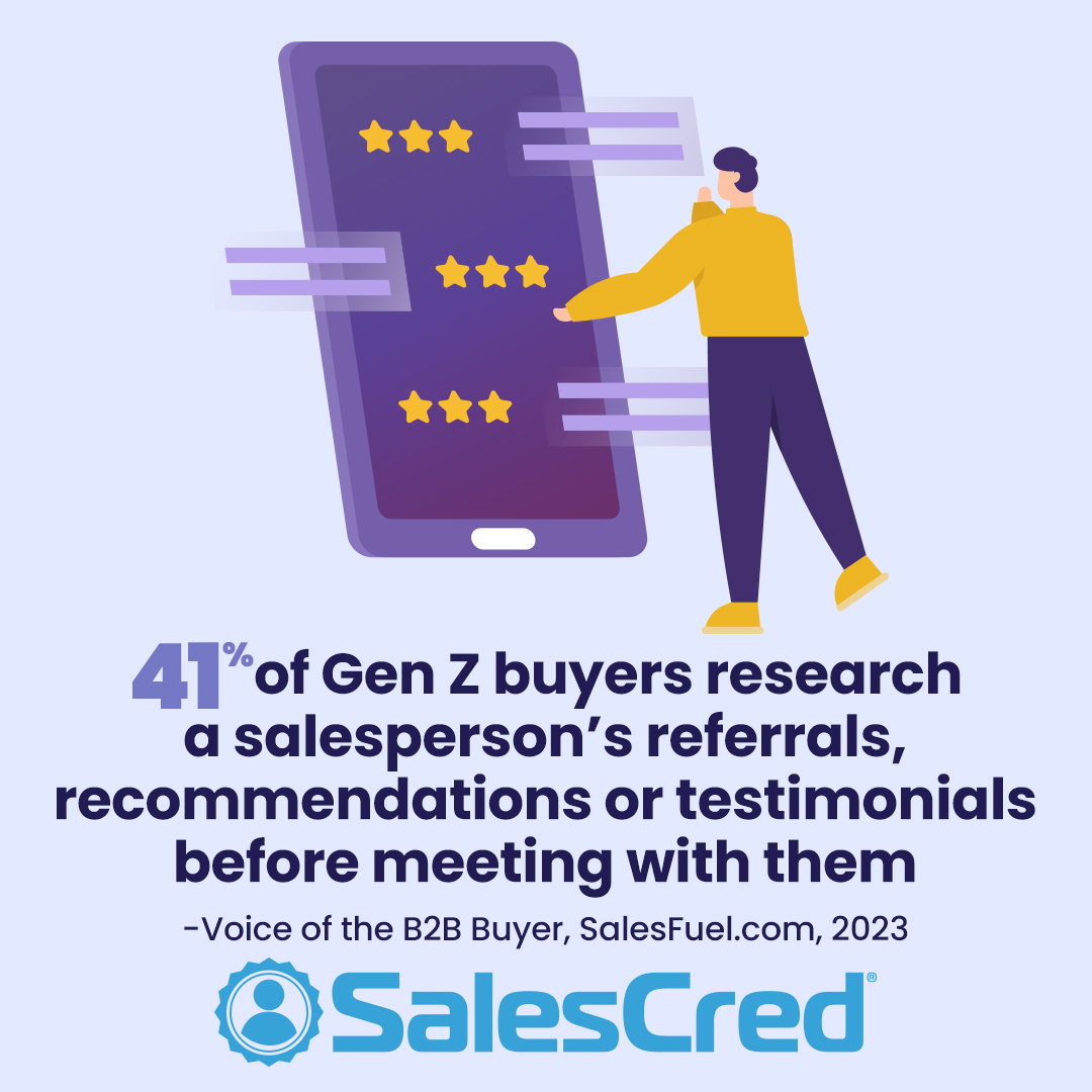 Gen Z, referrals, testimonials, recommendations, salesperson research, vendor research, sales research, sales intelligence, buyer behavior, B2B, TeamTrait, SalesFuel, SalesCred